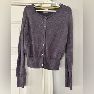 Boden Shimmering Purple Cardigan girls size 7-8